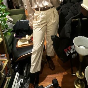 Cream colored leather trousers